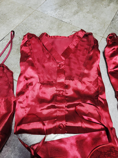 Turkish 6-Piece Satin Nightgown Set for Women