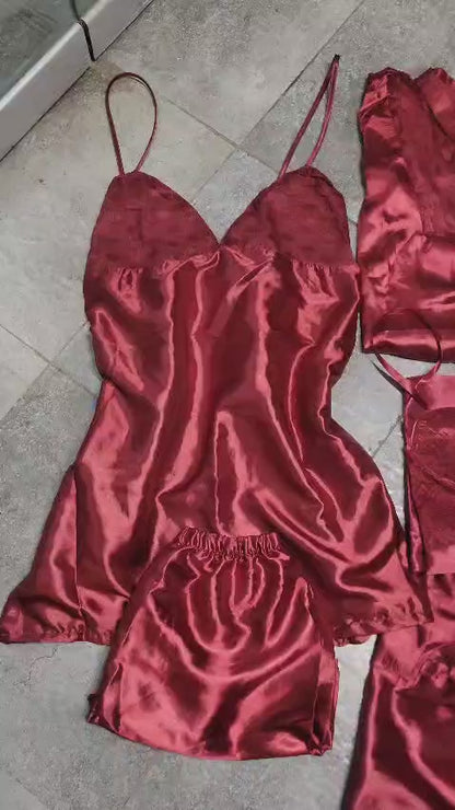 Turkish 6-Piece Satin Nightgown Set for Women